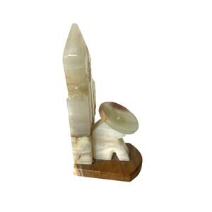 Vintage Hand Carved Onyx Mexican Man/Cactus Bookend 7"Tx5"wide